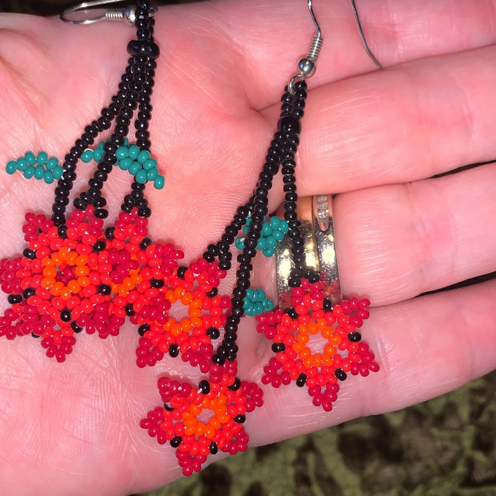 Beaded flower earrings